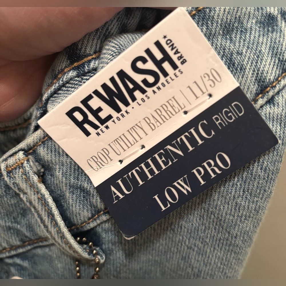 NWT Rewash Utility Barrel Cropped Jeans Size 30 Vintage Wash Blue Denim Cotton - Picture 12 of 13